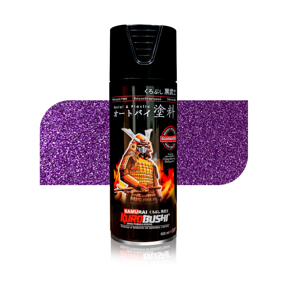 Super Violet 1142/64 spray paint aerosol can with glittery violet texture sample
