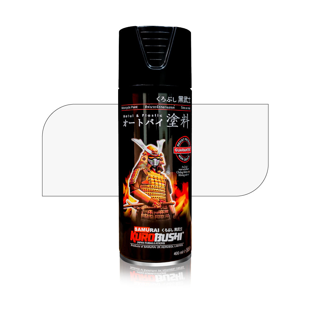 Flat clear spray paint can with black cap, cylindrical can with colorful label