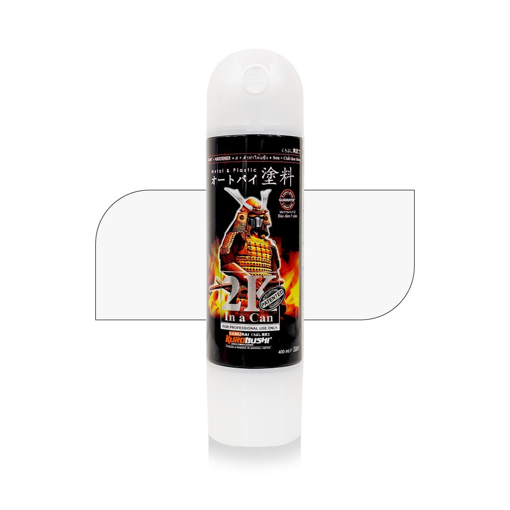 Best bike paint spray for bike in a white aerosol can with a samurai-themed label, suitable for motorcycle painting, repairs, and touch-ups.