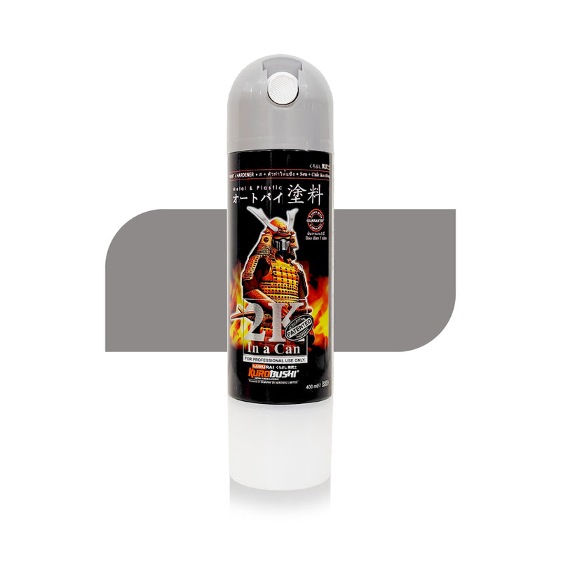 Best bike spray for bike painting and touch-ups, shown in a white aerosol can with a samurai-themed label and professional finish.
