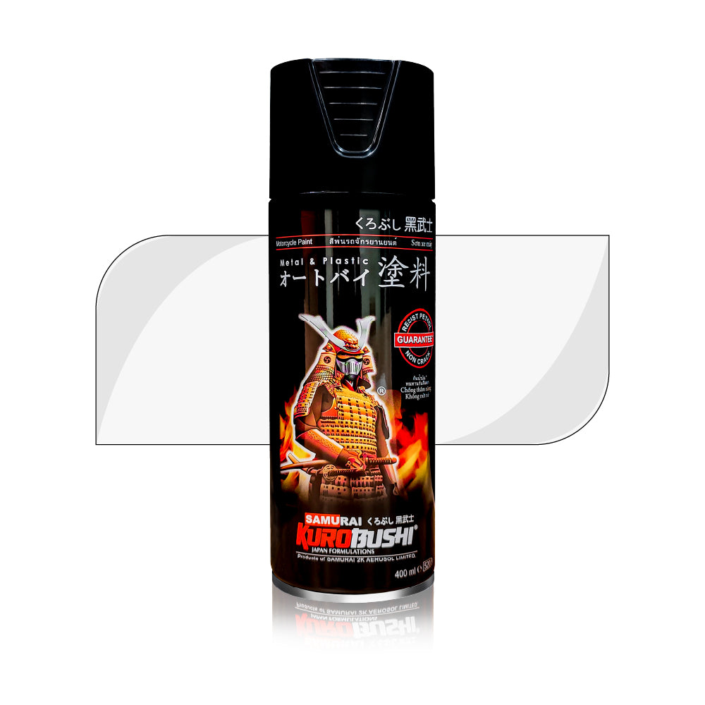 Samurai Kuro Bushi bike spray can featuring black automotive paint packaging, designed for smooth application on motorcycle metal and plastic surfaces.