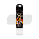 Bike white spray paint for bike in an aerosol can with a black cap and samurai-themed label, suitable for motorcycle painting and touch-ups.
