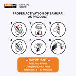 2K top coat clear activation instructions with step icons and timing warning