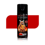 Upright red Samurai aerosol can with warrior graphic and black spray cap.