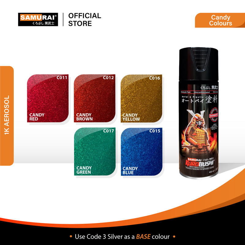 Candy Brown spray colour aerosol can with label and top nozzle, shown on product lineup