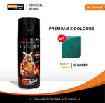 Green aerosol spray can with color swatch, 400 ml size.