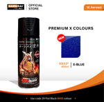 X-BLUE aerosol spray paint can, 400 ml, black can with front label
