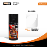 Plastic primer aerosol can, KPP***, 300ml, black spray can with light gray card