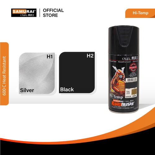 Hi-Temp H2 black aerosol spray can with action label