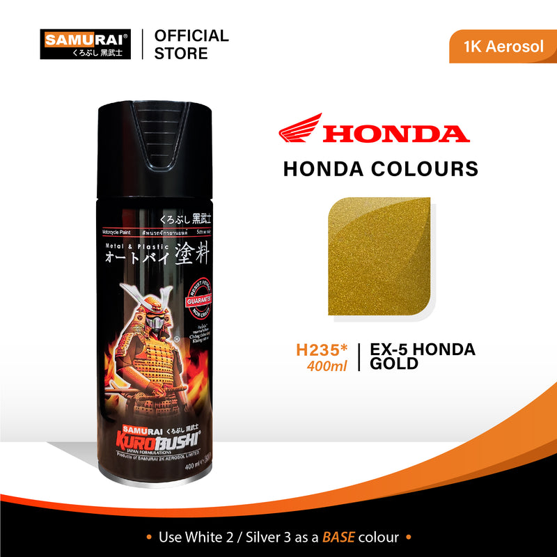 Honda Gold aerosol spray paint can with gold color swatch.
