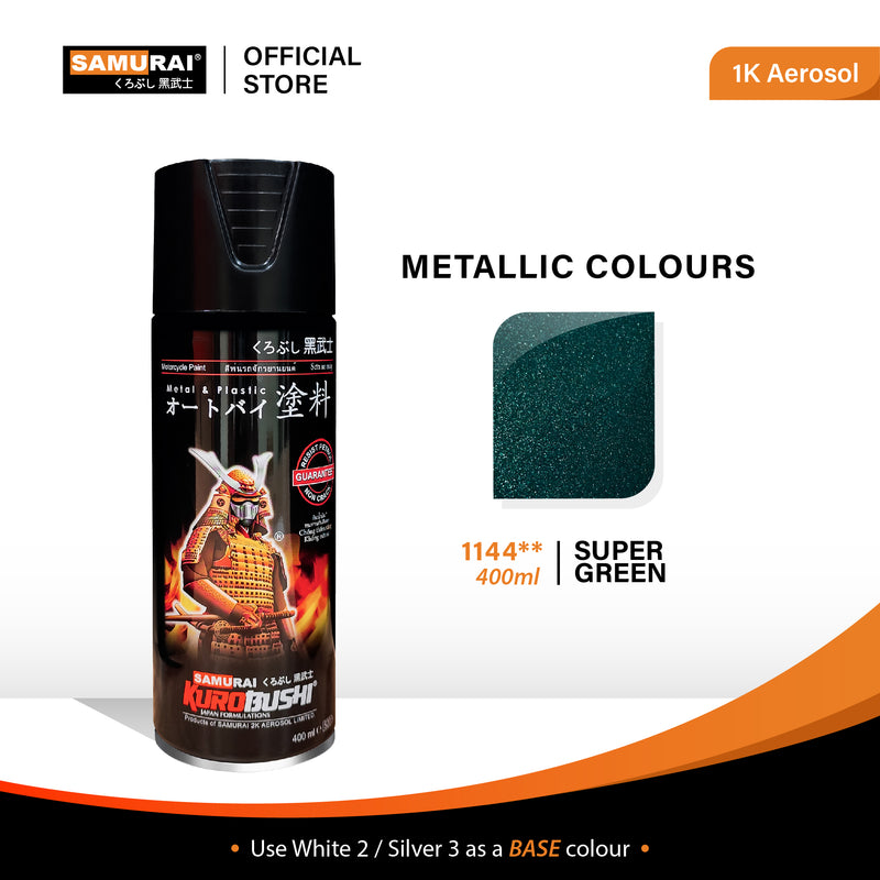 Metallic green spray paint aerosol can, 1144 400 ml