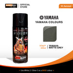 Matte grey aerosol spray can, 400ml, black nozzle and printed label