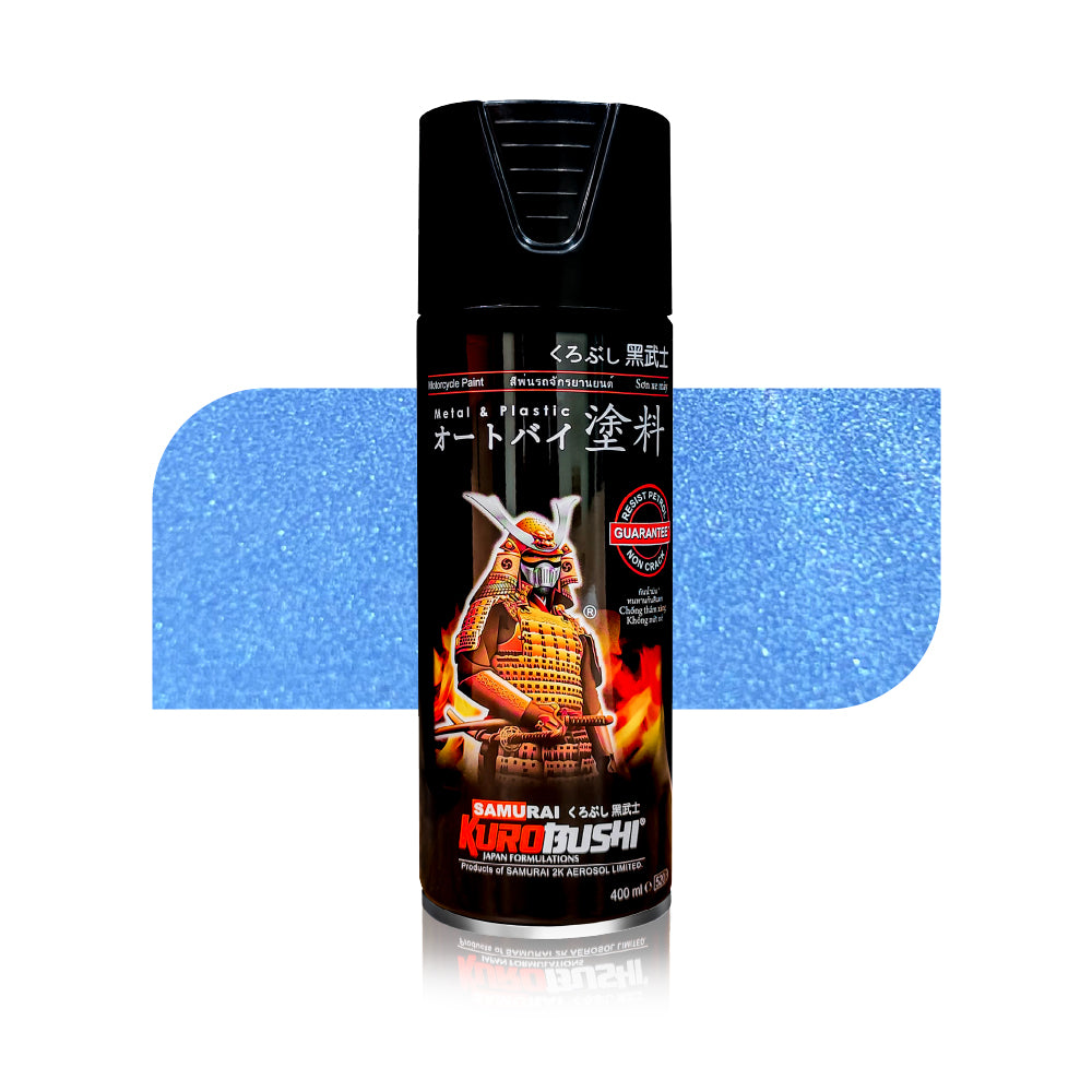 H198 Frozen Blue aerosol spray colour by Spray N Shine, a durable automotive grade pearl metallic colour finish for scooters, cars and motorcycles.