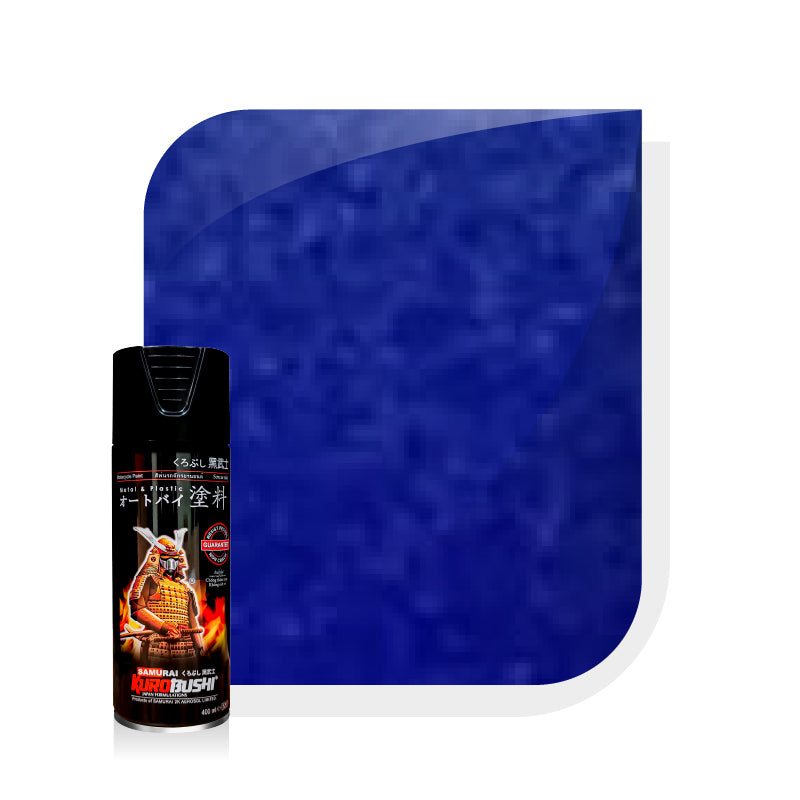 X-BLUE aerosol spray paint can with deep blue color swatch
