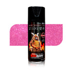 Pink aerosol spray paint can with black cap