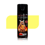 Moon yellow spray paint can with dark nozzle and yellow label
