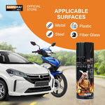 Samurai aerosol paint can with black cap; suitable for metal, plastic, steel, fiber glass